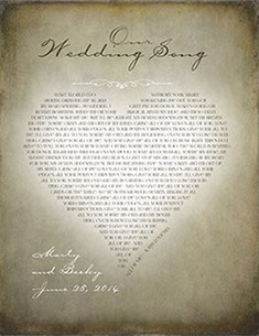 wedding canvas gallery wrap with wedding song