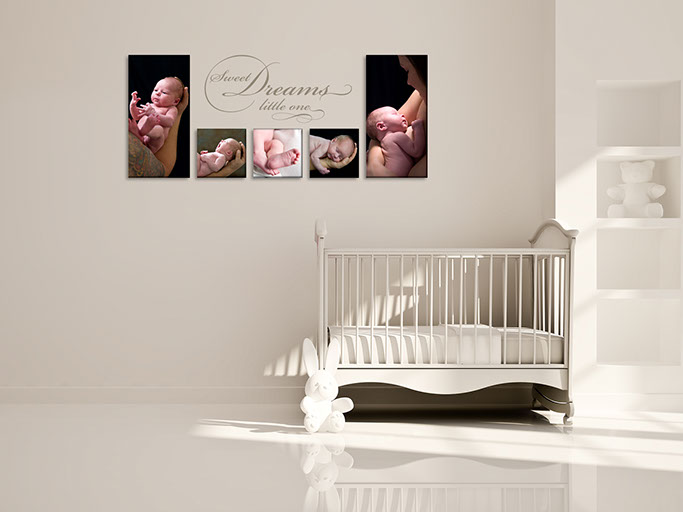 Newborn baby portrait wall grouping