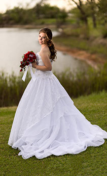 bride's portrait by lake
